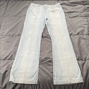Artisan Ny Striped Flare Jeans in Blue and White